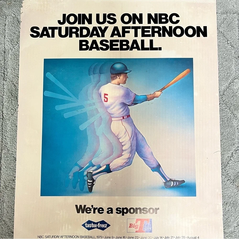 Tastee-Freez Vintage 1979 NBC Sponsored Poster for Saturday Afternoon Baseball